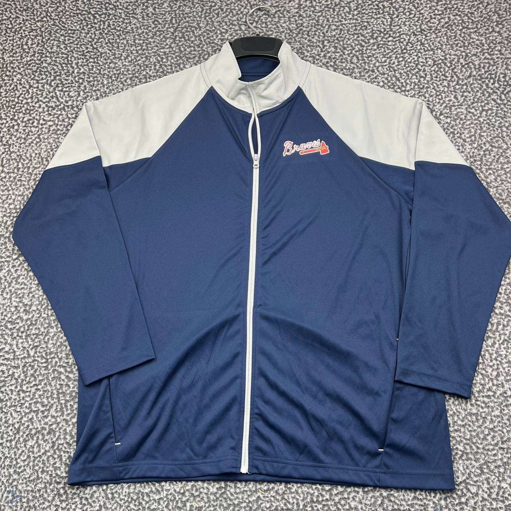 Atlanta Braves MLB Track Jacket Men Large Navy Blue Logo Athletic Full Zip New L